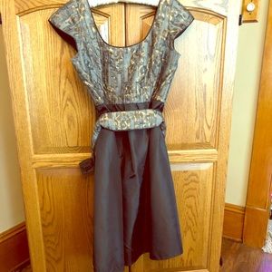 Black, Grey & Gold Maternity Dress